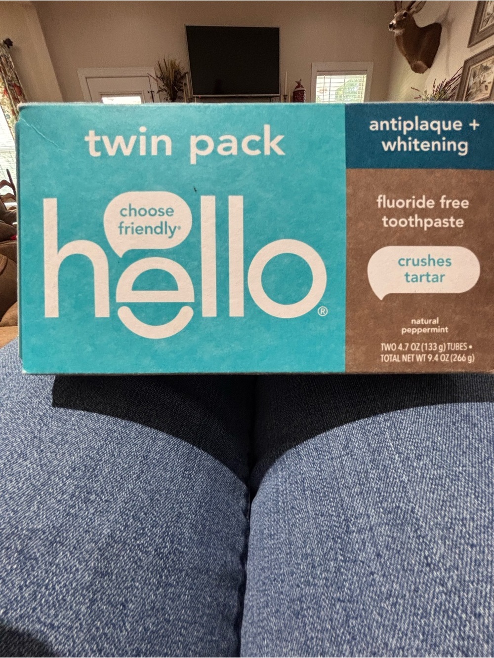 hello Twin Pack Antiplaque + Whitening Toothpaste - Teal & Brown Box